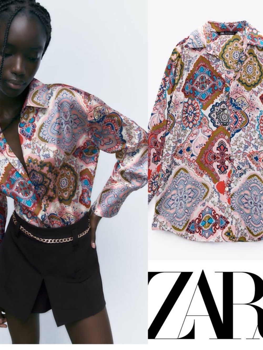 ZARA | Long Sleeve Blouse - Paisley Print | Size Large